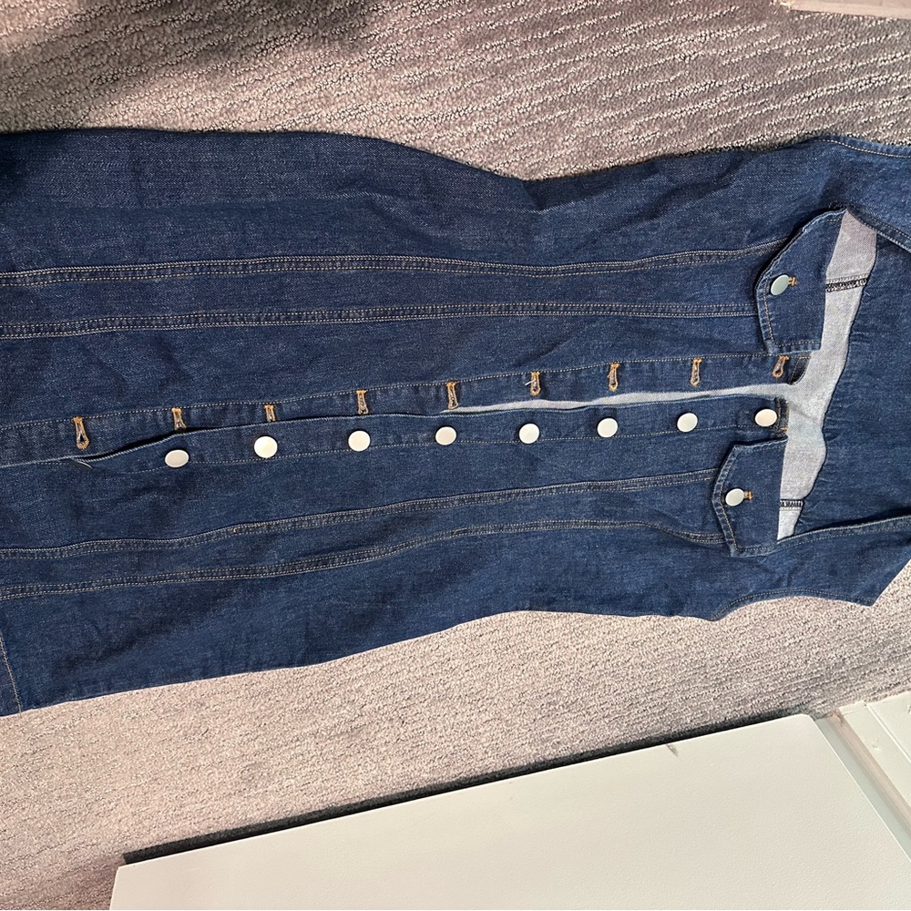 Amanda Uprichard Dark Blue Denim Button-Front Overall Dress